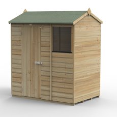 6x4 Forest Beckwood Tongue & Groove Reverse Apex Wooden Shed - isolated angle view, doors closed