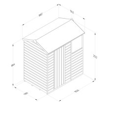 6x4 Forest Beckwood Tongue & Groove Reverse Apex Wooden Shed - dimensions