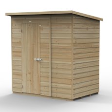 6x4 Forest Beckwood Tongue & Groove Windowless Pent Wooden Shed - isolated angle view, doors closed