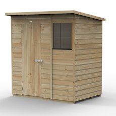 6x4 Forest Beckwood Tongue & Groove Pent Wooden Shed - isolated angle view, doors closed