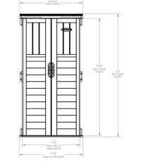 3x2 Suncast 1250 Mannington Plastic Shed - Stoney Grey - dimensions