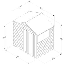 7x5 Forest Beckwood Tongue & Groove Apex Wooden Shed with Double Doors - dimensions