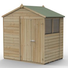 7x5 Forest Beckwood Tongue & Groove Apex Wooden Shed with Double Doors - isolated angle view, doors closed