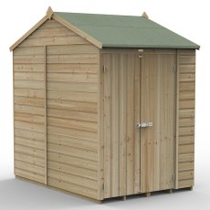 7x5 Forest Beckwood Tongue & Groove Reverse Apex Windowless Wooden Shed - isolated angle view, doors closed