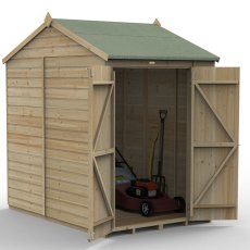 7x5 Forest Beckwood Tongue & Groove Reverse Apex Windowless Wooden Shed - isolated angle view, doors open