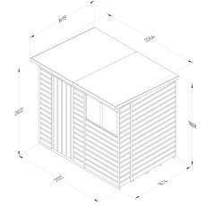 7x5 Forest Beckwood Tongue & Groove Pent Wooden Shed - dimensions