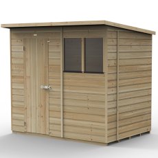 7x5 Forest Beckwood Tongue & Groove Pent Wooden Shed - isolated angle view, doors closed