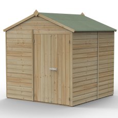 7x7 Forest Beckwood Tongue & Groove Windowless Apex Wooden Shed with Double Doors - isolated angle view, doors closed