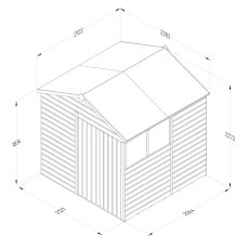 7x7 Forest Beckwood Tongue & Groove Apex Wooden Shed with Double Doors - dimensions