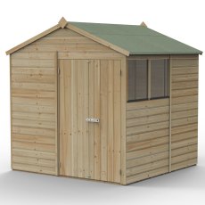7x7 Forest Beckwood Tongue & Groove Apex Wooden Shed with Double Doors - isolated angle view, doors closed