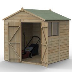7x7 Forest Beckwood Tongue & Groove Apex Wooden Shed with Double Doors - isolated angle view, doors open