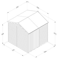 7x7 Forest Beckwood Tongue & Groove Windowless Reverse Apex Wooden Shed - dimensions