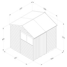 7x7 Forest Beckwood Tongue & Groove Reverse Apex Wooden Shed with Double doors - dimensions