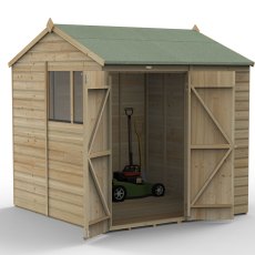 7x7 Forest Beckwood Tongue & Groove Reverse Apex Wooden Shed with Double doors - isolated angle view, doors open