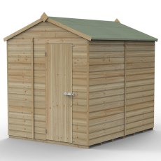 6x8 Forest Beckwood Tongue & Groove Windowless Apex Wooden Shed - isolated angle view, door closed
