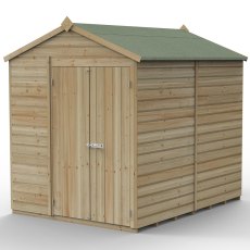 8x6 Forest Beckwood Tongue & Groove Windowless Apex Wooden Shed with Double Doors - isolated angle view, door closed
