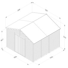 10x10 Forest Beckwood Tongue & Groove Windowless Apex Wooden Shed - dimensions