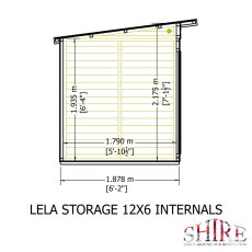 12x6 Shire Lela Pent Summerhouse with Side Shed - internal dimensions