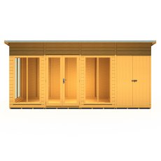 16x6 Shire Lela Pent Summerhouse with Side Shed - isolated front view