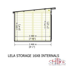 16x8 Shire Lela Pent Summerhouse with Side Shed - internal dimensions