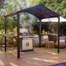 8 x 6 Palram Canopia Austin 2400 BBQ Gazebo - in situ, angle view