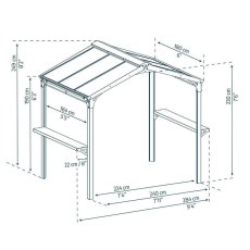 8 x 6 Palram Canopia Austin 2400 BBQ Gazebo - dimensions