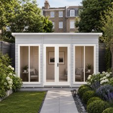12 x 4 Shire Lela Pent Summerhouse - in situ, angle view