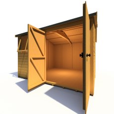 10x10 Shire Reverse Apex Workspace Workshop Wooden Shed with Double Doors - isolated door view