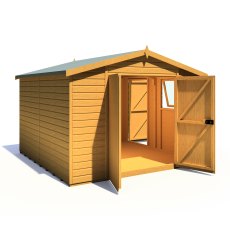 10x10 Shire Reverse Apex Workspace Workshop Wooden Shed with Single & Double Door - isolated double door view