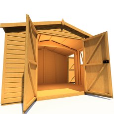 10x10 Shire Reverse Apex Workspace Workshop Wooden Shed with Single & Double Door - isolated double door view, close up