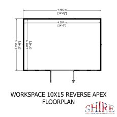 10x15 Shire Atlas Premium Reverse Apex Shiplap Wooden Shed with Double Doors - footprint