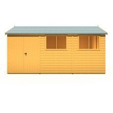 10x15 Shire Atlas Premium Reverse Apex Shiplap Wooden Shed with Double Doors - isolated front view, LHS Door, doors closed