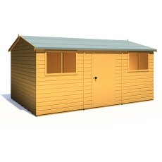 10x15 Shire Reverse Apex Workspace Workshop Wooden Shed - isolated angle view, doors closed