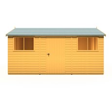 10x15 Shire Reverse Apex Workspace Workshop Wooden Shed - isolated front angle view