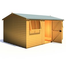 10x15 Shire Reverse Apex Workspace Workshop Wooden Shed - isolated LHS angle view