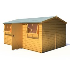 10x15 Shire Reverse Apex Workspace Workshop Wooden Shed - isolated RHS angle view