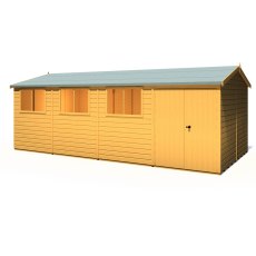 10x20 Shire Reverse Apex Workspace Workshop Wooden Shed with Double Doors - isolated angle view, RHS door