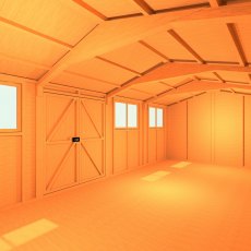 10x20 Shire Reverse Apex Workspace Workshop Wooden Shed with Double Doors - internal view