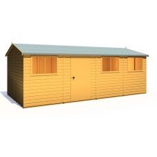 10x20 Shire Reverse Apex Workspace Workshop Wooden Shed - isolated angle view, doors closed