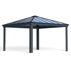 14x14 Palram Canopia Dallas Grey Garden Gazebo - isolated angle view