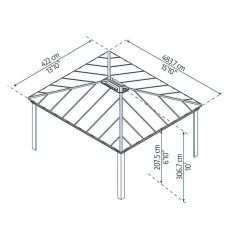 14x16 Palram Canopia Dallas Grey Garden Gazebo - dimensions