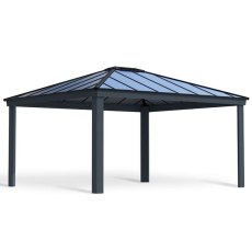 14x16 Palram Canopia Dallas Grey Garden Gazebo - isolated angle view