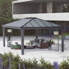 14x20 Palram Canopia Dallas Grey Garden Gazebo - in situ, angle view