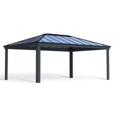 14x20 Palram Canopia Dallas Grey Garden Gazebo - in situ, isolated angle view