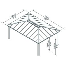 14x20 Palram Canopia Dallas Grey Garden Gazebo - dimensions