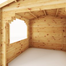 3mx3m Mercia Log Cabin Gazebo in 28mm Logs - isolated internal view