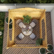 3mx3m Mercia Log Cabin Gazebo in 28mm Logs - in situ, angle view