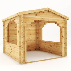3mx3m Mercia Log Cabin Gazebo in 28mm Logs - isolated angle view