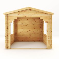 3mx3m Mercia Log Cabin Gazebo in 28mm Logs - isolated front view