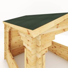 3mx3m Mercia Log Cabin Gazebo in 28mm Logs - isolated roof corner